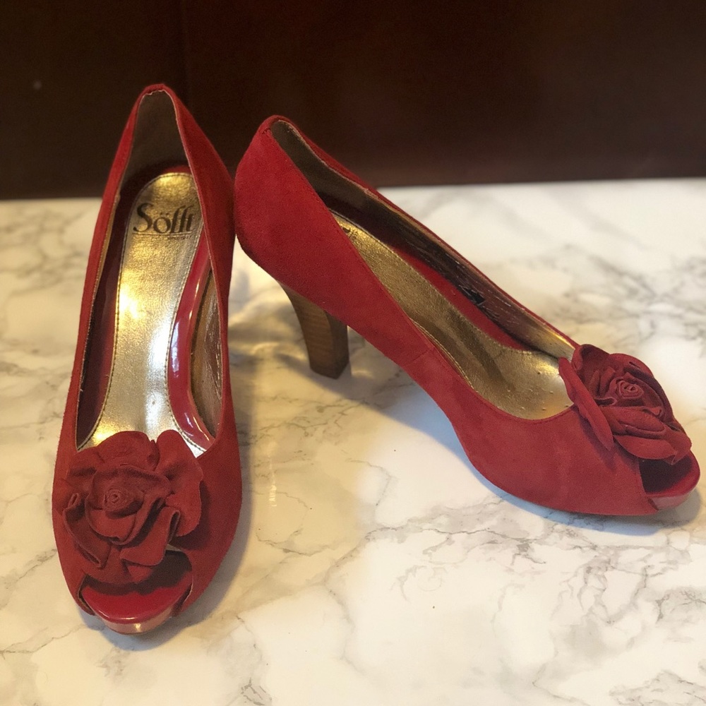 Red Suede Pumps